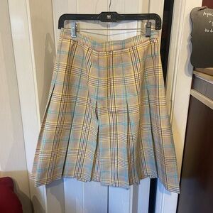 Chic Plaid A-Line Skirt in Yellow and Blue